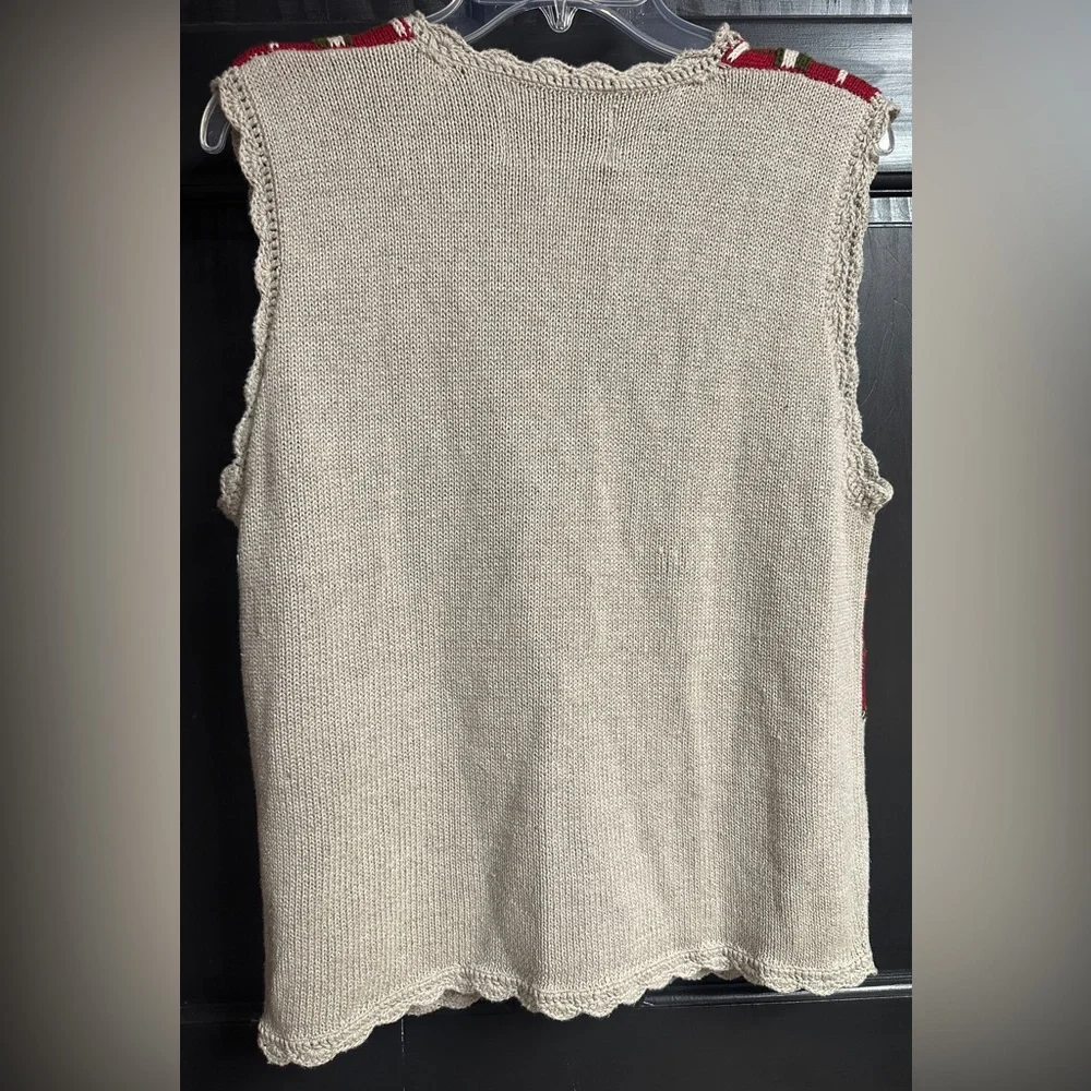 Vintage Eagle’s Eye Collectibles Tan Sweater Vest Fall Design VNeck Women’s Sz L - Picture 2 of 6